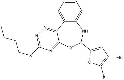 3-(butylsulfanyl)-6-(4,5-dibromo-2-furyl)-6,7-dihydro[1,2,4]triazino[5,6-d][3,1]benzoxazepine 结构式