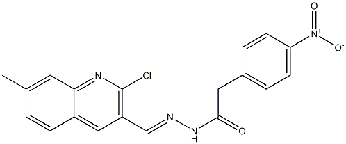 N'-[(2-chloro-7-methyl-3-quinolinyl)methylene]-2-{4-nitrophenyl}acetohydrazide 结构式