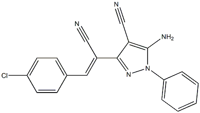 5-amino-3-[2-(4-chlorophenyl)-1-cyanovinyl]-1-phenyl-1H-pyrazole-4-carbonitrile 结构式