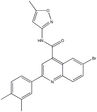 6-bromo-2-(3,4-dimethylphenyl)-N-(5-methyl-3-isoxazolyl)-4-quinolinecarboxamide 结构式