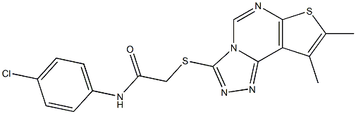 N-(4-chlorophenyl)-2-[(8,9-dimethylthieno[3,2-e][1,2,4]triazolo[4,3-c]pyrimidin-3-yl)sulfanyl]acetamide 结构式