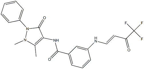 N-(1,5-dimethyl-3-oxo-2-phenyl-2,3-dihydro-1H-pyrazol-4-yl)-3-[(4,4,4-trifluoro-3-oxo-1-butenyl)amino]benzamide 结构式