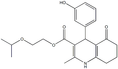 2-isopropoxyethyl 4-(3-hydroxyphenyl)-2-methyl-5-oxo-1,4,5,6,7,8-hexahydro-3-quinolinecarboxylate 结构式