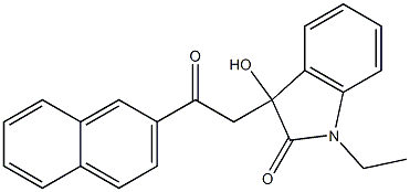 1-ethyl-3-hydroxy-3-[2-(2-naphthyl)-2-oxoethyl]-1,3-dihydro-2H-indol-2-one 结构式