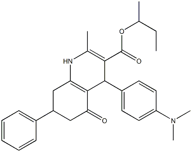 sec-butyl 4-[4-(dimethylamino)phenyl]-2-methyl-5-oxo-7-phenyl-1,4,5,6,7,8-hexahydro-3-quinolinecarboxylate 结构式