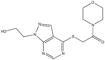 2-(4-{[2-(4-morpholinyl)-2-oxoethyl]sulfanyl}-1H-pyrazolo[3,4-d]pyrimidin-1-yl)ethanol 结构式