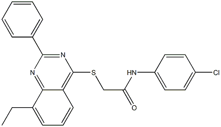 N-(4-chlorophenyl)-2-[(8-ethyl-2-phenyl-4-quinazolinyl)sulfanyl]acetamide 结构式