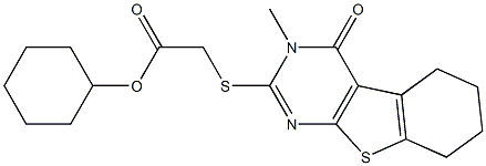 cyclohexyl [(3-methyl-4-oxo-3,4,5,6,7,8-hexahydro[1]benzothieno[2,3-d]pyrimidin-2-yl)sulfanyl]acetate 结构式