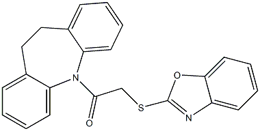 5-[(1,3-benzoxazol-2-ylsulfanyl)acetyl]-10,11-dihydro-5H-dibenzo[b,f]azepine 结构式