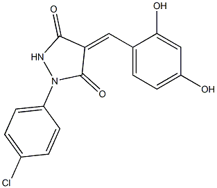 1-(4-chlorophenyl)-4-(2,4-dihydroxybenzylidene)-3,5-pyrazolidinedione 结构式