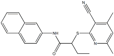 2-[(3-cyano-4,6-dimethyl-2-pyridinyl)sulfanyl]-N-(2-naphthyl)butanamide 结构式