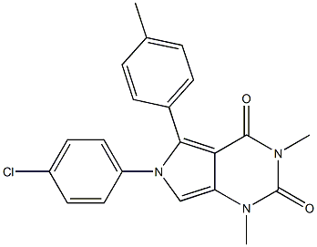 6-(4-chlorophenyl)-1,3-dimethyl-5-(4-methylphenyl)-1H-pyrrolo[3,4-d]pyrimidine-2,4(3H,6H)-dione 结构式