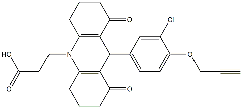 3-(9-[3-chloro-4-(2-propynyloxy)phenyl]-1,8-dioxo-2,3,4,5,6,7,8,9-octahydro-10(1H)-acridinyl)propanoic acid 结构式