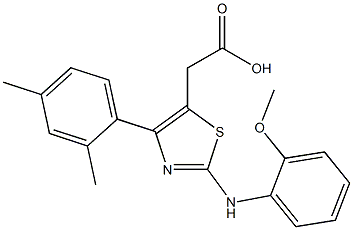 [4-(2,4-dimethylphenyl)-2-(2-methoxyanilino)-1,3-thiazol-5-yl]acetic acid 结构式