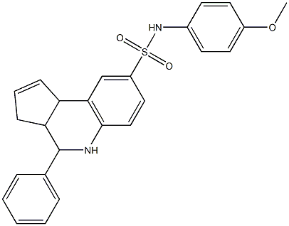 N-(4-methoxyphenyl)-4-phenyl-3a,4,5,9b-tetrahydro-3H-cyclopenta[c]quinoline-8-sulfonamide 结构式