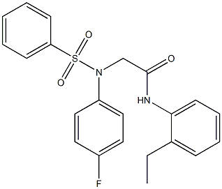 N-(2-ethylphenyl)-2-[4-fluoro(phenylsulfonyl)anilino]acetamide 结构式