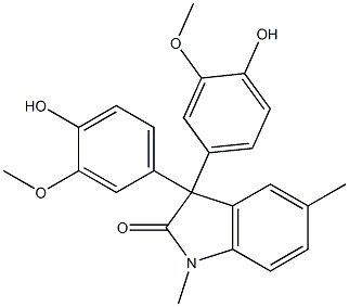 3,3-bis(4-hydroxy-3-methoxyphenyl)-1,5-dimethyl-1,3-dihydro-2H-indol-2-one 结构式