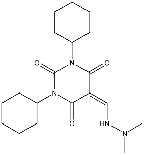 1,3-dicyclohexyl-5-[(2,2-dimethylhydrazino)methylene]pyrimidine-2,4,6(1H,3H,5H)-trione 结构式