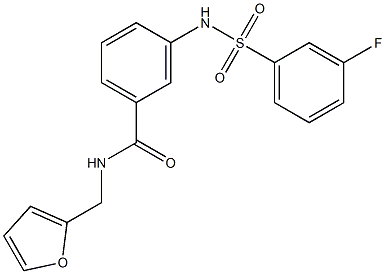 3-{[(3-fluorophenyl)sulfonyl]amino}-N-(2-furylmethyl)benzamide 结构式