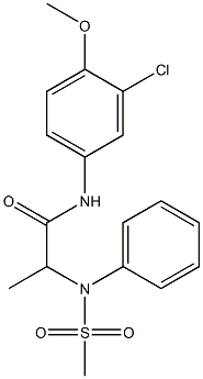 N-(3-chloro-4-methoxyphenyl)-2-[(methylsulfonyl)anilino]propanamide 结构式