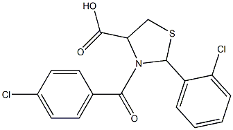 3-(4-chlorobenzoyl)-2-(2-chlorophenyl)-1,3-thiazolidine-4-carboxylic acid 结构式