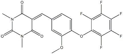 5-[3-methoxy-4-(2,3,4,5,6-pentafluorophenoxy)benzylidene]-1,3-dimethyl-2,4,6(1H,3H,5H)-pyrimidinetrione 结构式