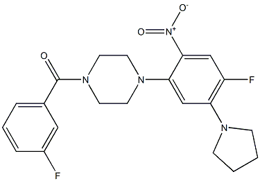 1-(3-fluorobenzoyl)-4-[4-fluoro-2-nitro-5-(1-pyrrolidinyl)phenyl]piperazine 结构式