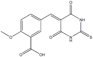 5-[(4,6-dioxo-2-thioxotetrahydro-5(2H)-pyrimidinylidene)methyl]-2-methoxybenzoic acid 结构式