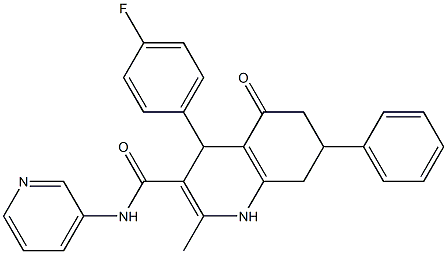 4-(4-fluorophenyl)-2-methyl-5-oxo-7-phenyl-N-(3-pyridinyl)-1,4,5,6,7,8-hexahydro-3-quinolinecarboxamide 结构式