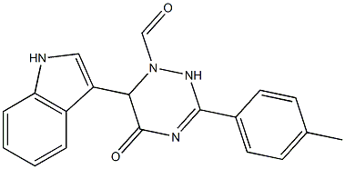 6-(1H-indol-3-yl)-3-(4-methylphenyl)-5-oxo-5,6-dihydro-1,2,4-triazine-1(2H)-carbaldehyde 结构式