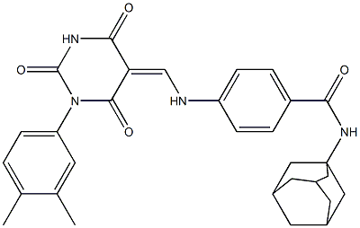 N-(1-adamantyl)-4-{[(1-(3,4-dimethylphenyl)-2,4,6-trioxotetrahydro-5(2H)-pyrimidinylidene)methyl]amino}benzamide 结构式