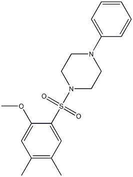 4,5-dimethyl-2-[(4-phenyl-1-piperazinyl)sulfonyl]phenyl methyl ether 结构式