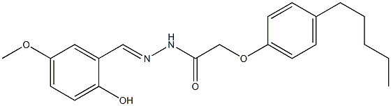 N'-(2-hydroxy-5-methoxybenzylidene)-2-(4-pentylphenoxy)acetohydrazide 结构式