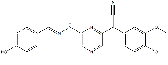 (3,4-dimethoxyphenyl){6-[2-(4-hydroxybenzylidene)hydrazino]-2-pyrazinyl}acetonitrile 结构式