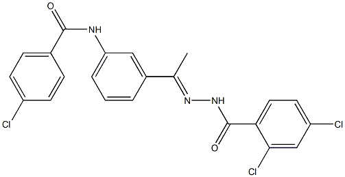 4-chloro-N-{3-[N-(2,4-dichlorobenzoyl)ethanehydrazonoyl]phenyl}benzamide 结构式