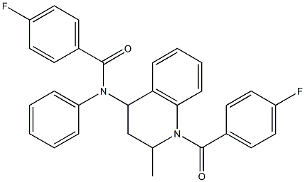 4-fluoro-N-[1-(4-fluorobenzoyl)-2-methyl-1,2,3,4-tetrahydro-4-quinolinyl]-N-phenylbenzamide 结构式