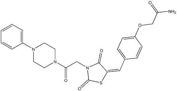 2-[4-({2,4-dioxo-3-[2-oxo-2-(4-phenylpiperazin-1-yl)ethyl]-1,3-thiazolidin-5-ylidene}methyl)phenoxy]acetamide 结构式