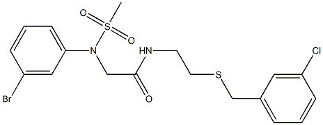 2-[3-bromo(methylsulfonyl)anilino]-N-{2-[(3-chlorobenzyl)sulfanyl]ethyl}acetamide 结构式