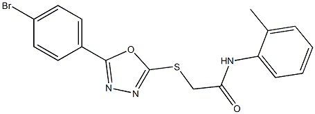 2-{[5-(4-bromophenyl)-1,3,4-oxadiazol-2-yl]sulfanyl}-N-(2-methylphenyl)acetamide 结构式