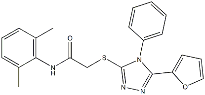 N-(2,6-dimethylphenyl)-2-{[5-(2-furyl)-4-phenyl-4H-1,2,4-triazol-3-yl]sulfanyl}acetamide 结构式