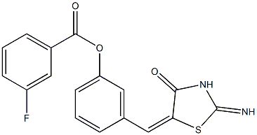 3-[(2-imino-4-oxo-1,3-thiazolidin-5-ylidene)methyl]phenyl 3-fluorobenzoate 结构式