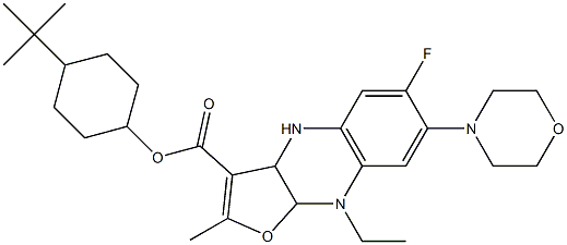 4-tert-butylcyclohexyl 9-ethyl-6-fluoro-2-methyl-7-(4-morpholinyl)-3a,4,9,9a-tetrahydrofuro[2,3-b]quinoxaline-3-carboxylate 结构式