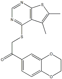 1-(2,3-dihydro-1,4-benzodioxin-6-yl)-2-[(5,6-dimethylthieno[2,3-d]pyrimidin-4-yl)sulfanyl]ethanone 结构式