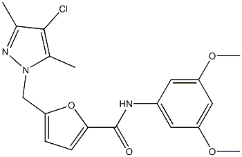 5-[(4-chloro-3,5-dimethyl-1H-pyrazol-1-yl)methyl]-N-(3,5-dimethoxyphenyl)-2-furamide 结构式