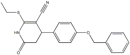 4-[4-(benzyloxy)phenyl]-2-(ethylsulfanyl)-6-oxo-1,4,5,6-tetrahydro-3-pyridinecarbonitrile 结构式