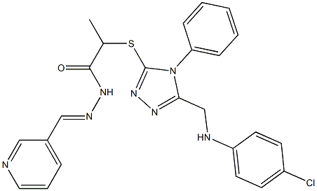 2-({5-[(4-chloroanilino)methyl]-4-phenyl-4H-1,2,4-triazol-3-yl}sulfanyl)-N'-(3-pyridinylmethylene)propanohydrazide 结构式