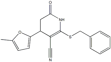 2-(benzylsulfanyl)-4-(5-methyl-2-furyl)-6-oxo-1,4,5,6-tetrahydro-3-pyridinecarbonitrile 结构式