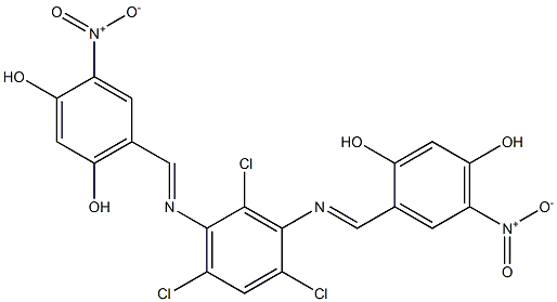 4-nitro-6-({[2,4,6-trichloro-3-({2,4-dihydroxy-5-nitrobenzylidene}amino)phenyl]imino}methyl)-1,3-benzenediol 结构式