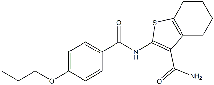 2-[(4-propoxybenzoyl)amino]-4,5,6,7-tetrahydro-1-benzothiophene-3-carboxamide 结构式