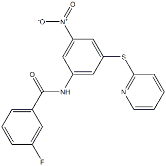 3-fluoro-N-[3-nitro-5-(pyridin-2-ylsulfanyl)phenyl]benzamide 结构式